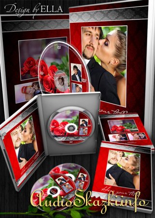 Шаблон классической фотокниги и  DVD набор - Red and Black